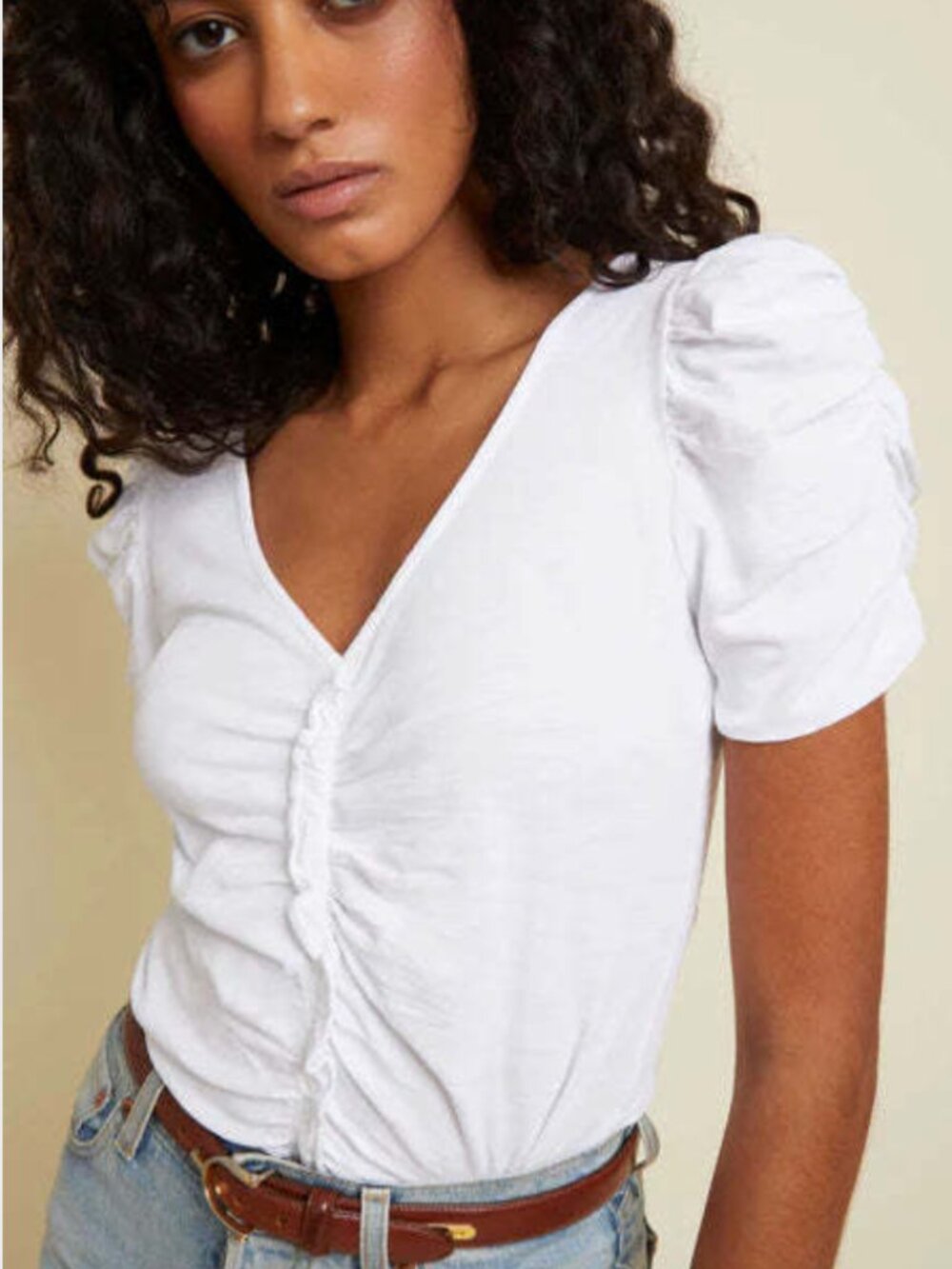 Nation LTD. puff shoulder ruffled top